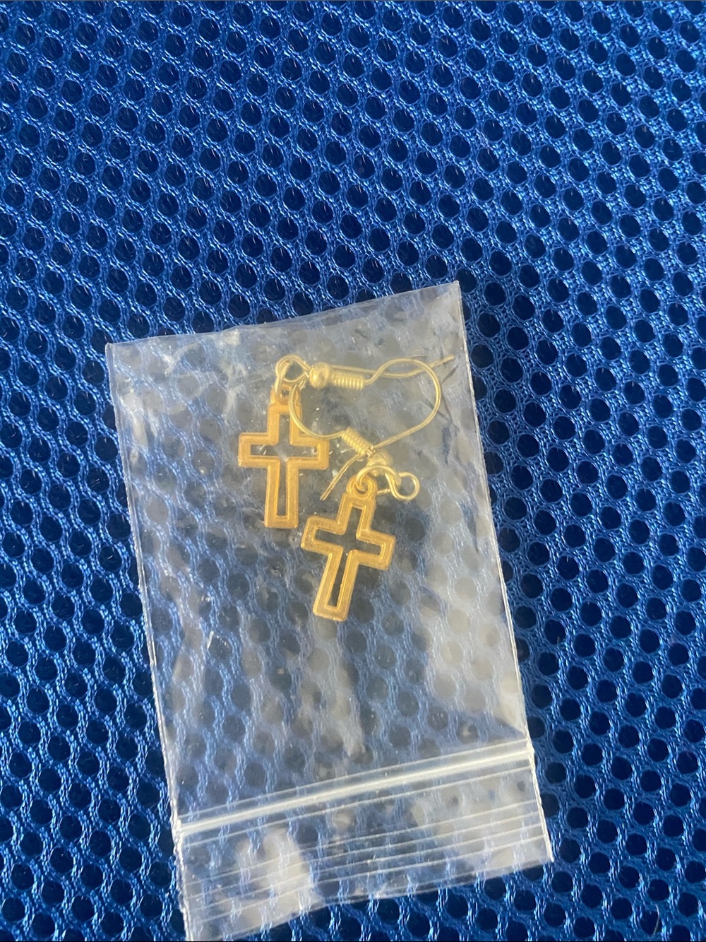 Gold Cross Dangle Earrings